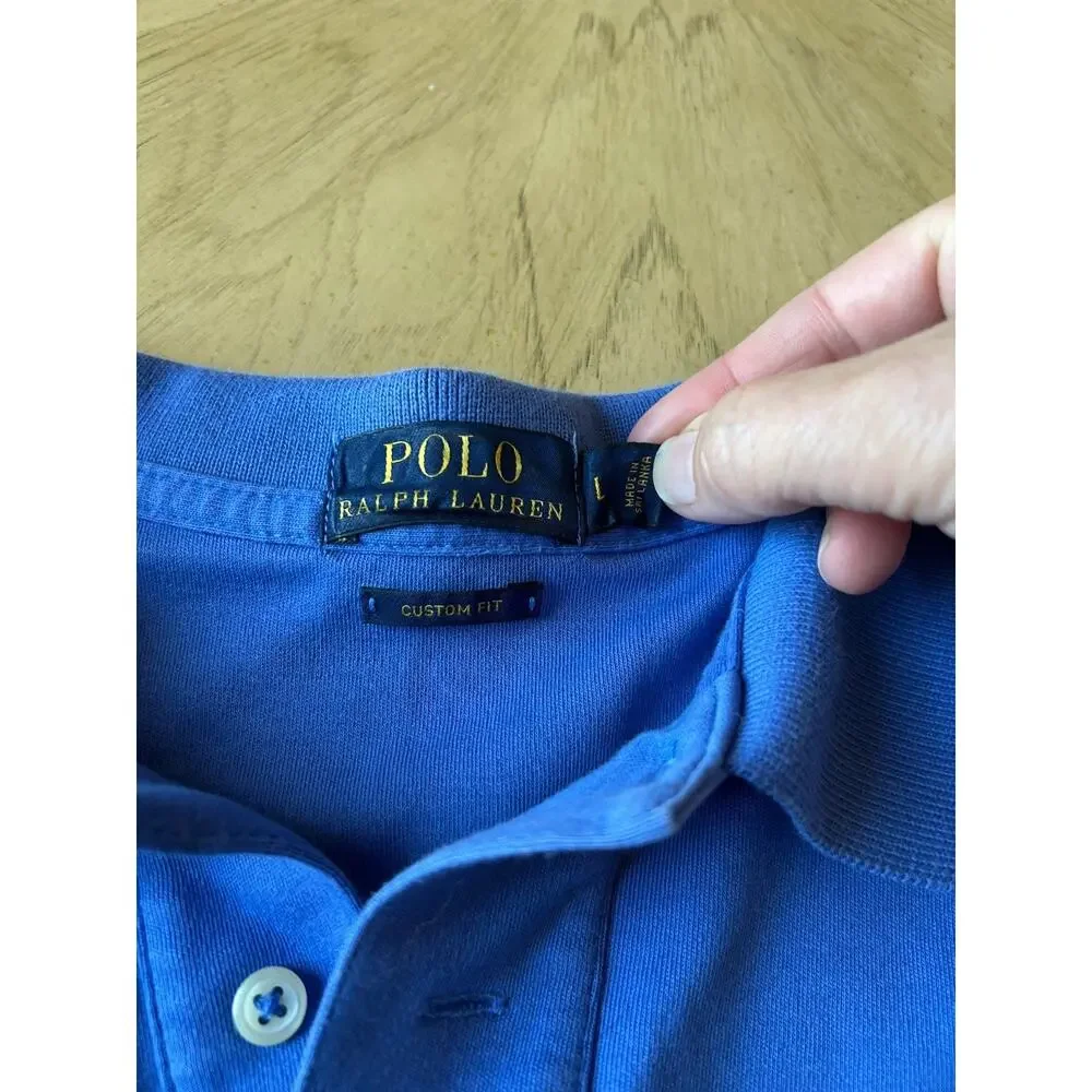 Polo Ralph Lauren Shirt Short Sleeve Blue Men’s Large Custom Fit Preppy Golf Top